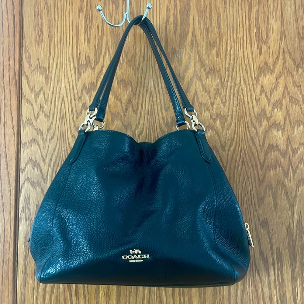 Coach Black Pebbled Leather Shoulder Bag